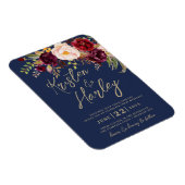 Navy Gold Marsala Wedding Einladung Magnet (Rechte Seite)