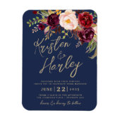 Navy Gold Marsala Wedding Einladung Magnet (Vertikal)