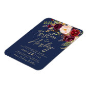 Navy Gold Marsala Wedding Einladung Magnet (Linke Seite)
