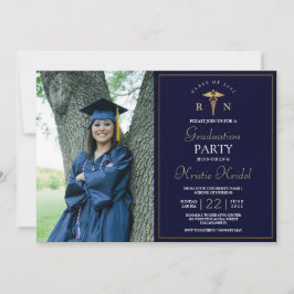 Navy Gold Medical Nursing School Graduation Party Einladung