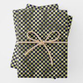 Navy gold metallic checker pattern Christmas Geschenkpapier Set (Beispiel)