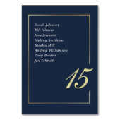 Navy Gold Minimal Border Script Typography Wedding Tischnummer (Vorderseite)