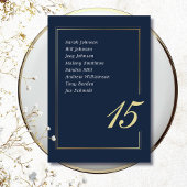 Navy Gold Minimal Border Script Typography Wedding Tischnummer