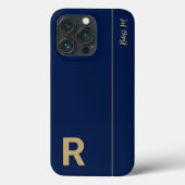 Navy & Gold Minimal Modernes erstes Monogramm Case-Mate iPhone Hülle (Rückseite)
