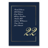 Navy Gold Minimal Script Calligraphy Wedding Tischnummer (Vorderseite)