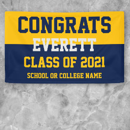 Navy & Gold Minimalistisch Graduation Party Banner