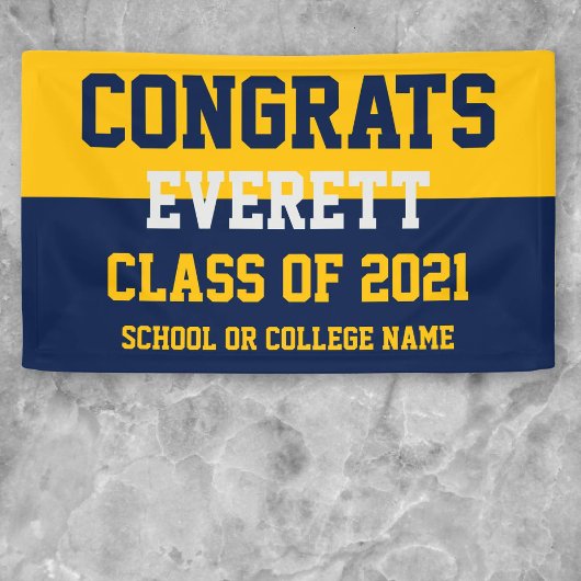 Navy & Gold Minimalistisch Graduation Party Banner