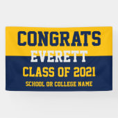Navy & Gold Minimalistisch Graduation Party Banner (Horizontal)