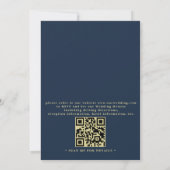 Navy Gold Modern Elegant Chic QR Code Wedding Einladung (Rückseite)