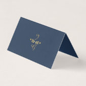 Navy Gold Modern Laurel Leaf Wreath Platzkarte (Rückseite)