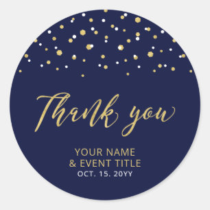 Navy & Gold   Moderne Geburtstagsgeschenk Danke Runder Aufkleber
