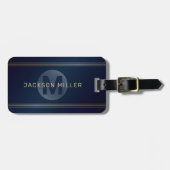 Navy gold Moderne, personalisierte Monogramm Gepäckanhänger (Vorderseite horizontal)