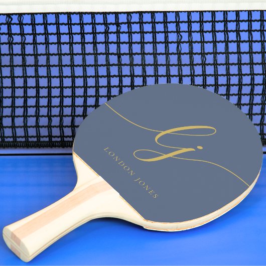 Navy Gold Monogram Script Name Modern Mit Monogram Tischtennis Schläger