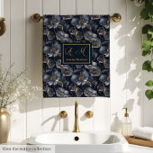 Navy Gold Monogram Towels Chic Wedding Gift Badhandtuch Set