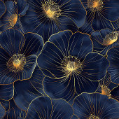 Navy Gold Monogramm Decke Chic Floral Dekor