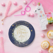 Navy Gold Moon & Stars Grüne Kinderdusche Pappteller (Party)