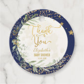 Navy Gold Moon Twinkle Little Star Baby Dusche Geschenkanhänger (Vorderseite)