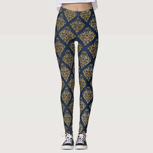 NAVY GOLD Muster Leggings Aktivbekleidung (Vorderseite)