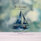 Navy Gold Nautical Boat Gold Wedding Welcome Sign Acrylschild (Neutral)