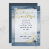 Navy & Gold Nautical Sees & Greetings Weihnachten (Vorne/Hinten)