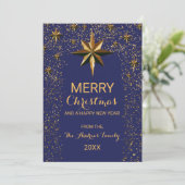 Navy Gold North Star Glitzer Confetti Weihnachten (Stehend Vorderseite)