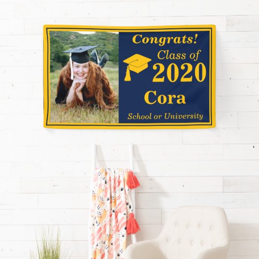 Navy Gold One Foto Class 2024 Abschluss Banner (Insitu)