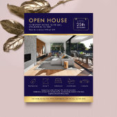 Navy & Gold Open House zum Verkauf Flyer mit Fotos