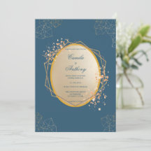 Navy Gold Oval Floral Boho Hochzeit