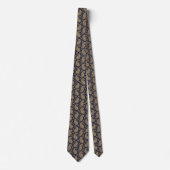 Navy Gold Paisley Klassisches Barockmuster Krawatte (Vorderseite)