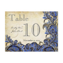Navy Gold Paisley Wedding Tischnummer