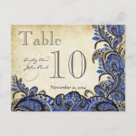 Navy Gold Paisley Wedding Tischnummer