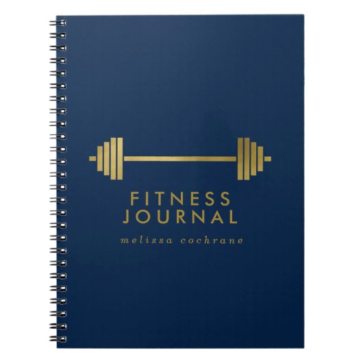Navy & Gold Personalisiert Fitness Journal Notizblock (Vorderseite)
