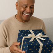 Navy & Gold Polka Dot Elegant Geschenkpapier