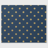 Navy & Gold Polka Dot Elegant Geschenkpapier (Flach)