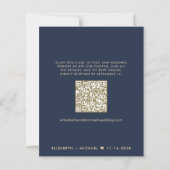 Navy Gold QR Code Hochzeitsempfang Einladung (Rückseite)