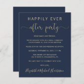 Navy Gold QR Code Hochzeitsempfang Einladung (Vorne/Hinten)