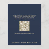 Navy Gold QR Code Hochzeitsempfang Einladung (Rückseite)