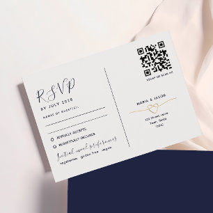 Navy Gold QR-Code und Traditionell RSVP Karte