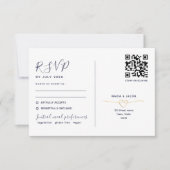 Navy Gold QR Code und Traditionelle RSVP Karte (Vorderseite)