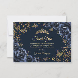 Navy Gold Quinceanera Dankeskarte