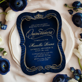 Navy Gold Quinceañera Einladung