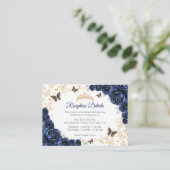 Navy Gold Quinceanera Reception Details Begleitkarte (Stehend Vorderseite)