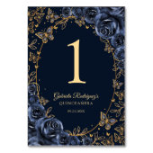 Navy Gold Quinceanera Tischnummer (Rückseite)