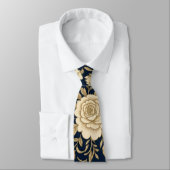 Navy Gold Rose Krawatte (Gebunden)
