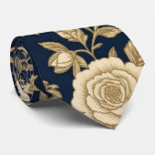 Navy Gold Rose Krawatte (Gerollt)