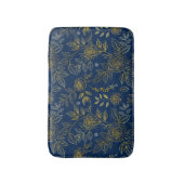 Navy & Gold Rose - Nahtloses botanisches Muster Badematte (Vorderseite Vertikal)
