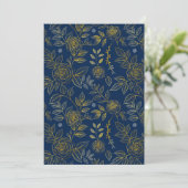 Navy & Gold Rose - Nahtloses botanisches Muster Einladung (Stehend Vorderseite)