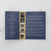 Navy & Gold Royal Thema Foto Trauerprogramm Einladung (Innenseite)