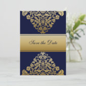 Navy Gold Save the Date (Stehend Vorderseite)