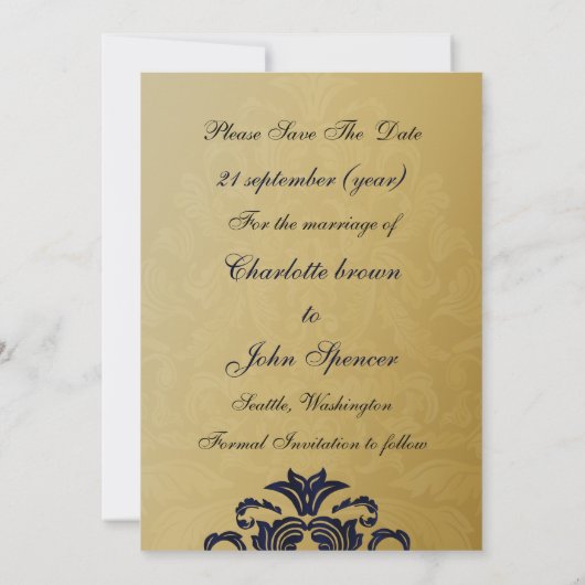 Navy Gold Save the Date (Rückseite)